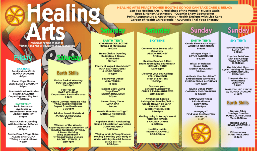 Updated Healing Arts schedule.