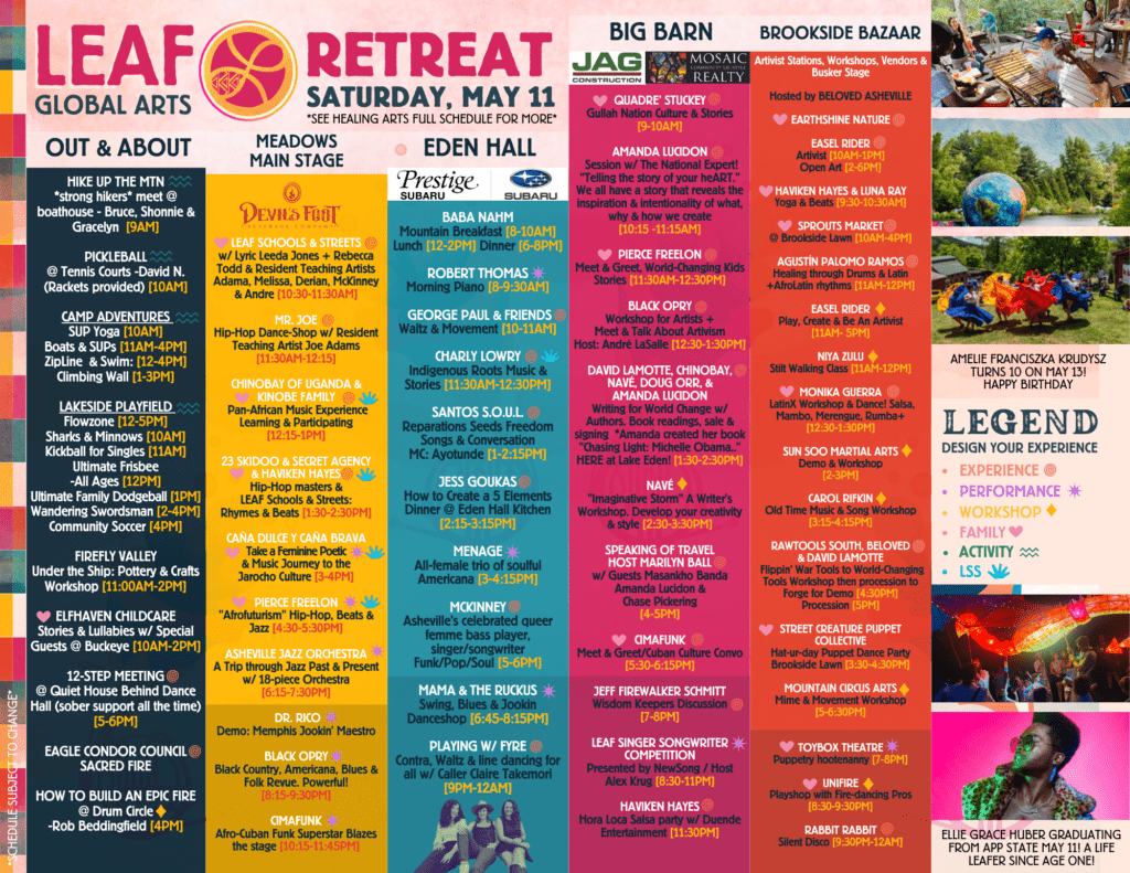 LEAF Retreat Saturday schedule