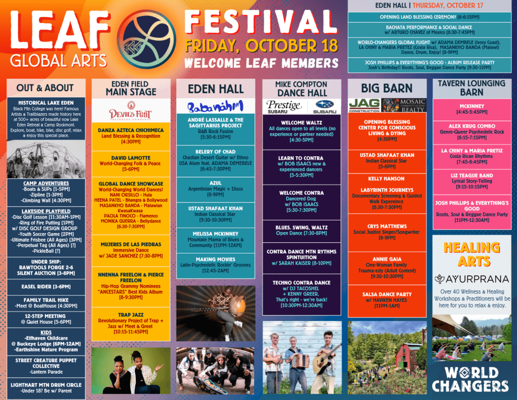 LEAF Festival Friday schedule.