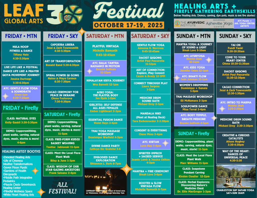 Festival Healing Arts Schedule